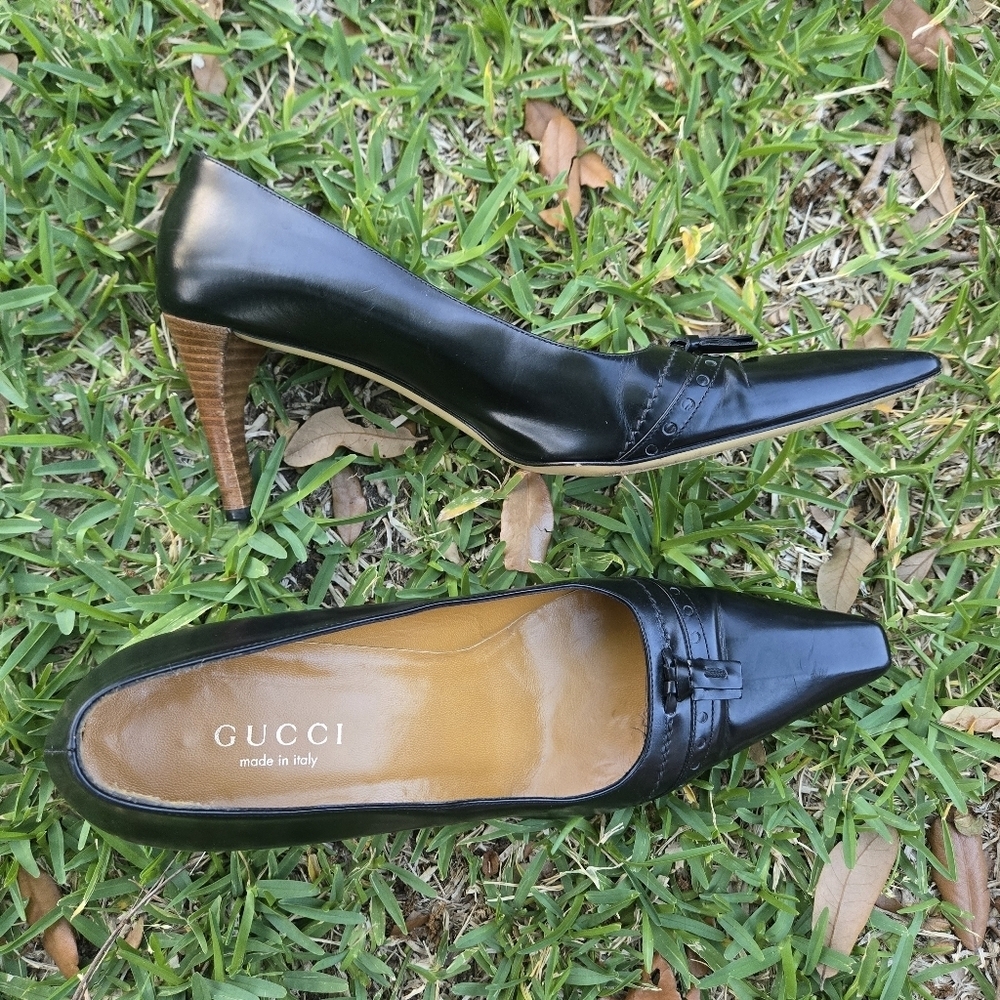 Gucci Classic Women's Mid-Heel Brown Leather Pump, Size 9B - Picture 10 of 13